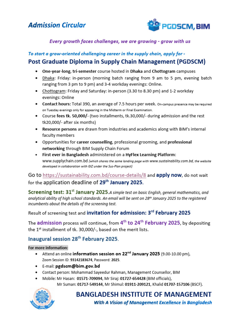 BIM PGD in Supply Chain Management 2025 | PDF | Supply Chain | Supply ...