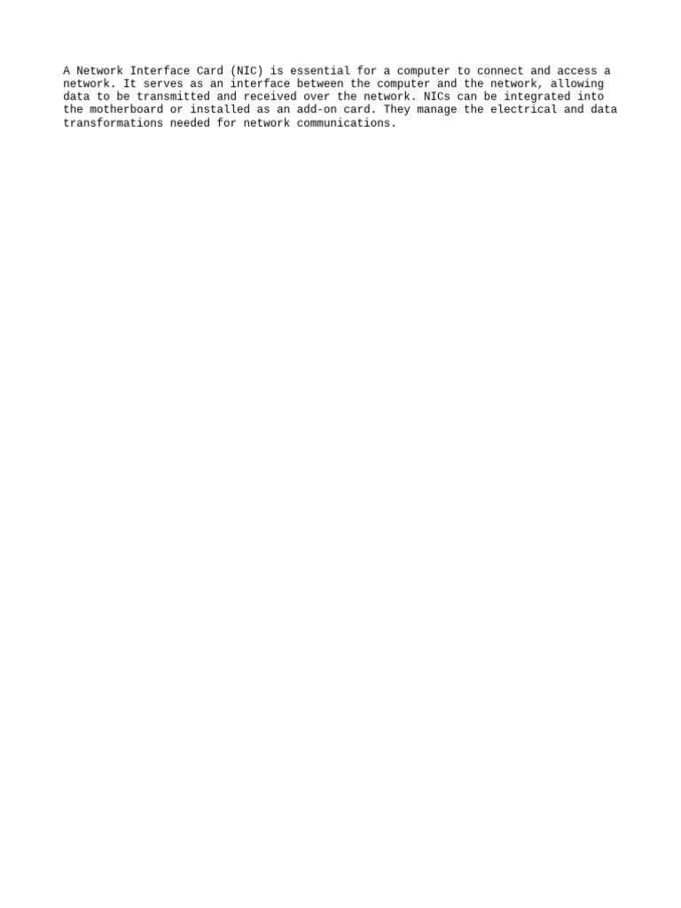 Understanding Network Interface Cards (NICs) | PDF
