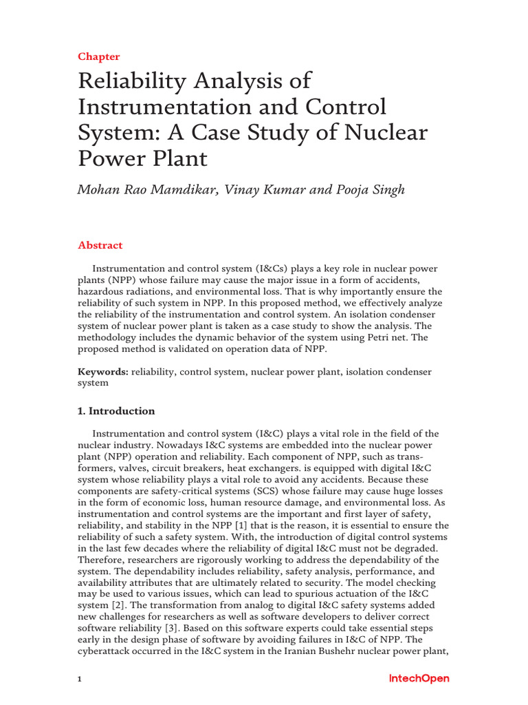 Reliability Analysis of Instrumentation and Control System: A Case ...