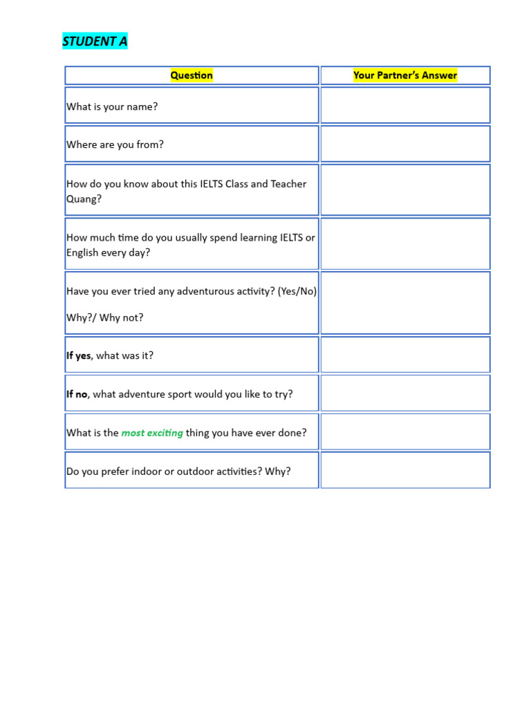 IELTS Student Interview Guide | PDF