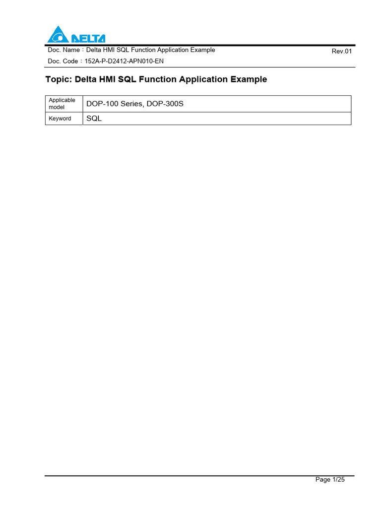 Delta HMI SQL Function Guide | PDF | Databases | Microsoft Sql Server