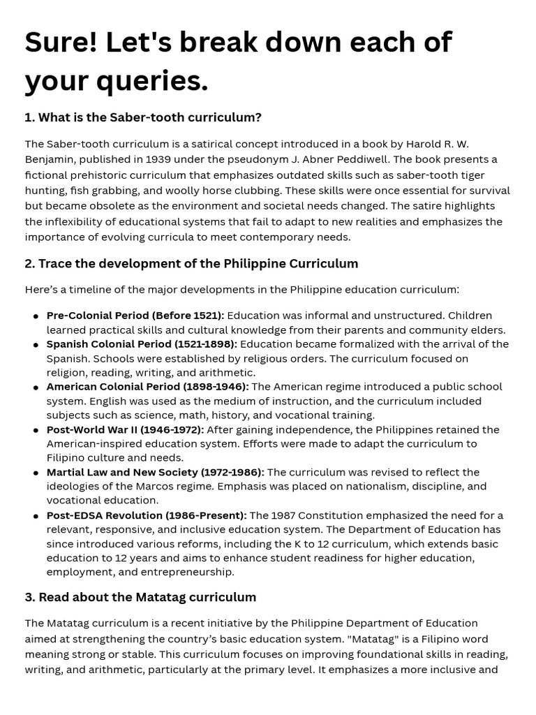 Evolution of Philippine Education Curricula | PDF | Curriculum | Cognition
