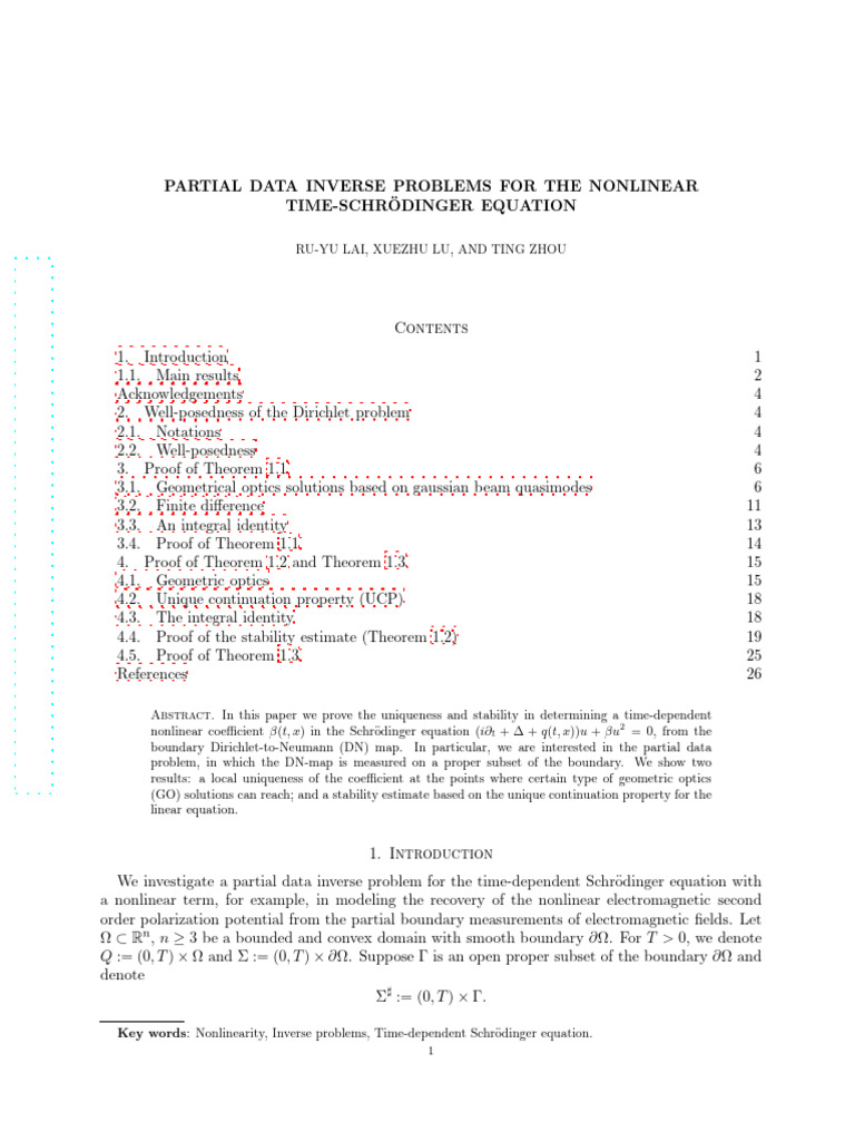 Partial Data Inverse Problems For The Nonlinear SC | PDF | Inverse ...