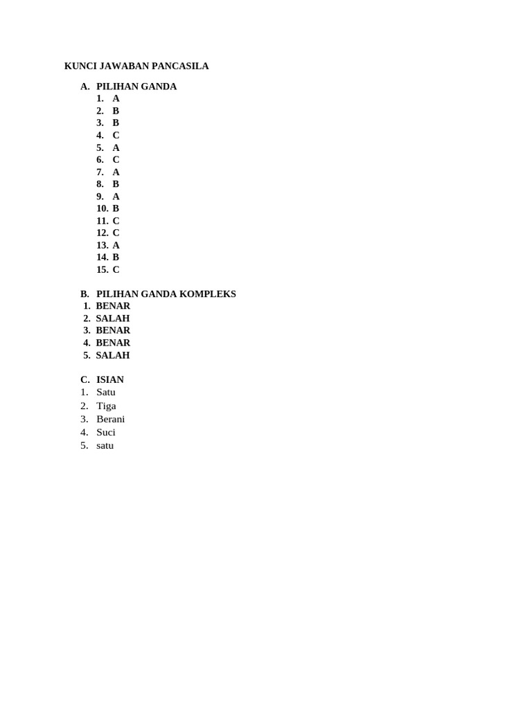 Kunci Jawaban Pancasila | PDF