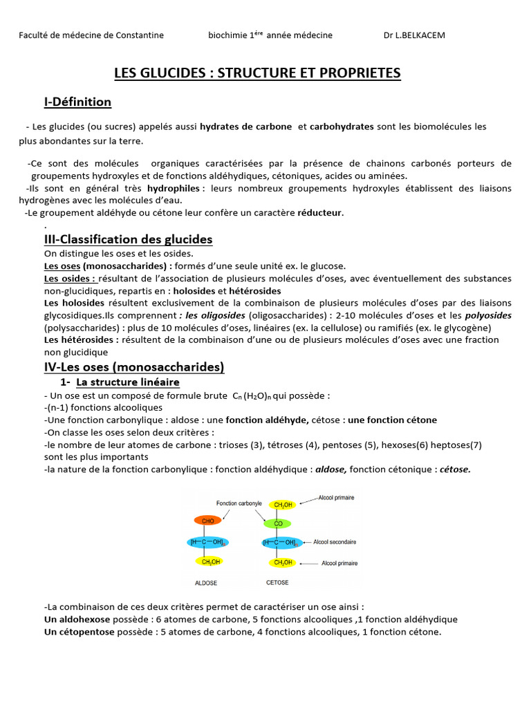 Définition et classification des oses | PDF | Glucide | Glucose