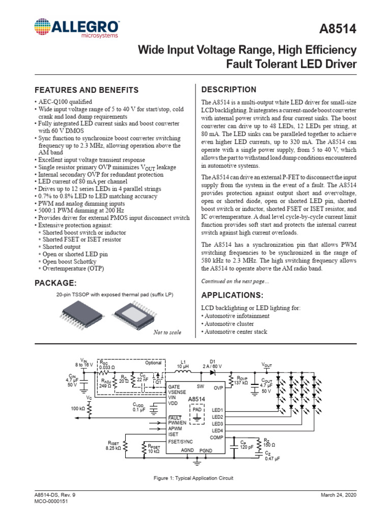 A8514 Fault Tolerant LED Driver | PDF | Light Emitting Diode ...