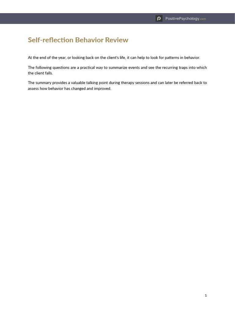 Self-Reflection Behavior Review Guide | PDF