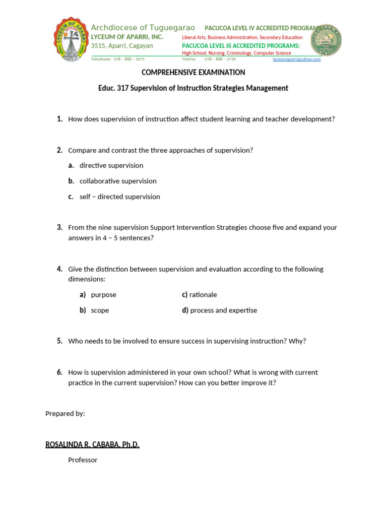 Comprehensive Examination | PDF