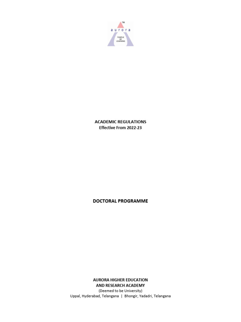 Doctoral Programme Academic Regulations 2022 | PDF | Academic Degree ...