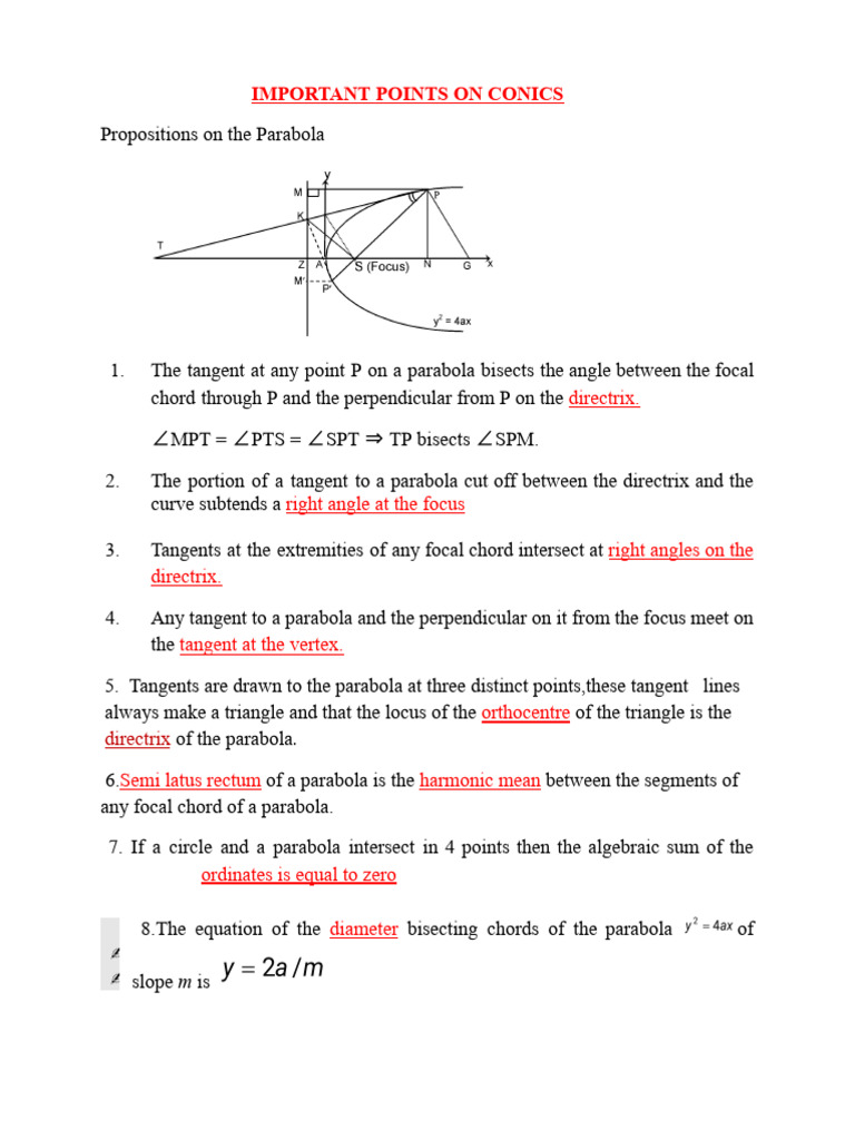 Conics Imp Points | PDF | Perpendicular | Ellipse