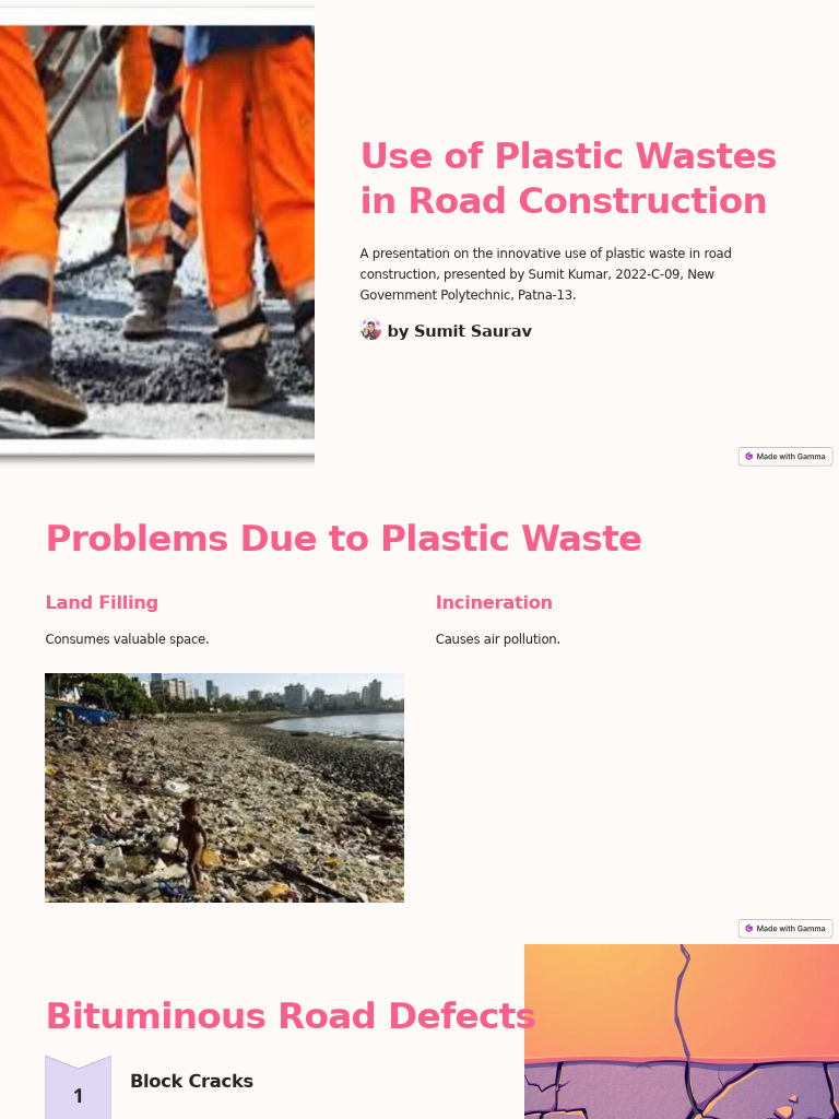 Use of Plastic Wastes in Road Construction | PDF