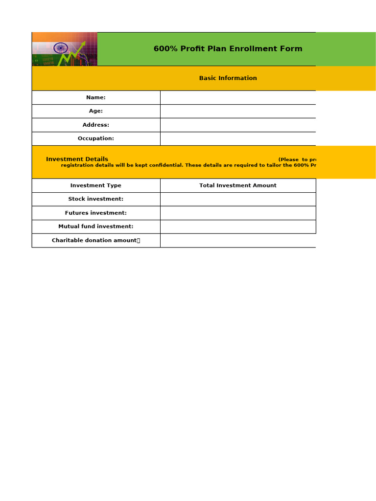 600% Profit Plan Enrollment Form | PDF