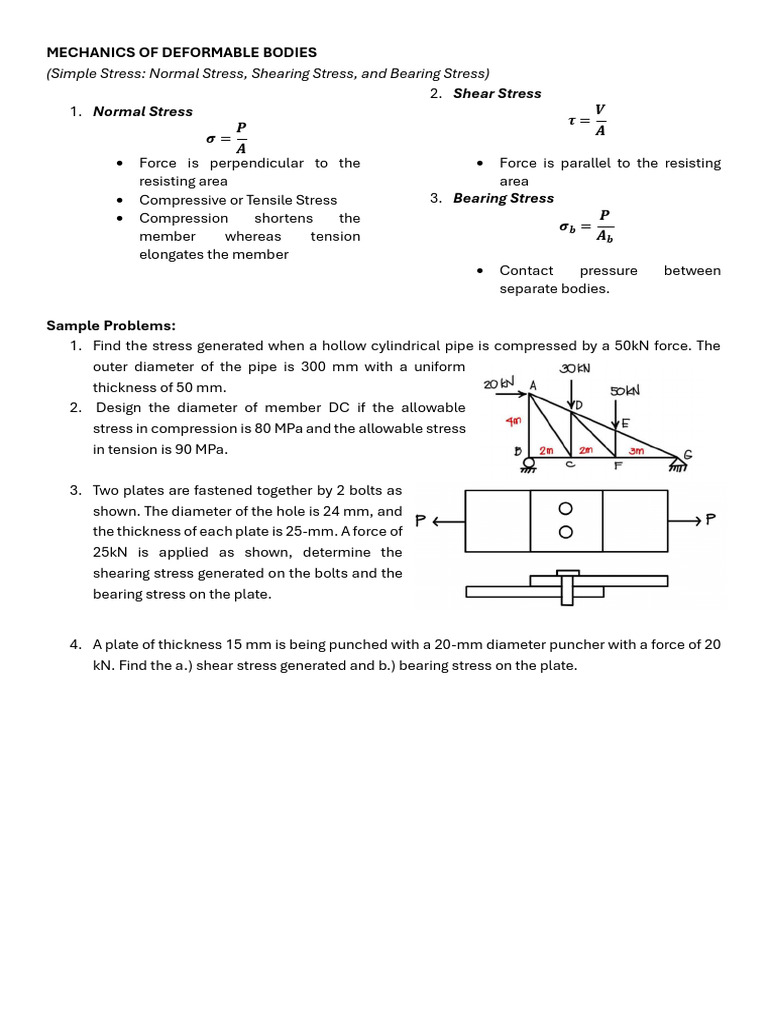 Mechanics of Deformable Bodies: Stress Analysis | PDF | Stress ...