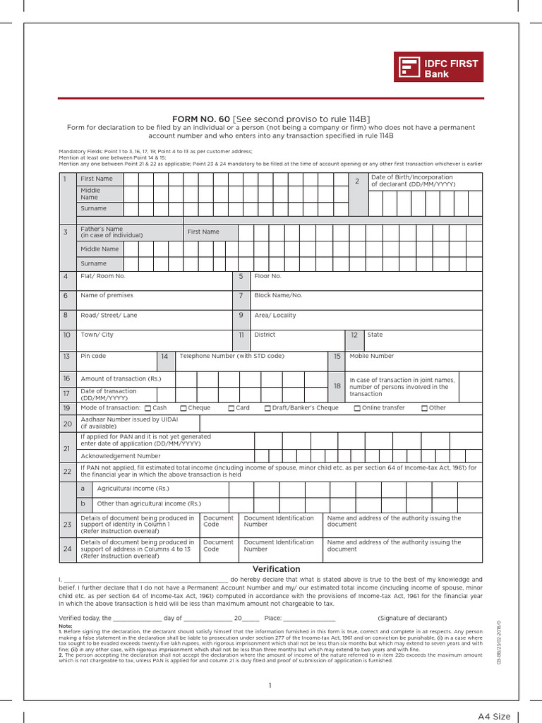 Form 60 V1 | PDF