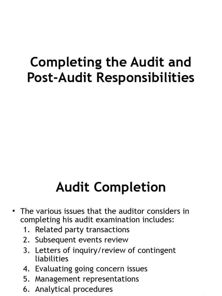 Audit Completion and Responsibilities Guide | PDF | Going Concern ...