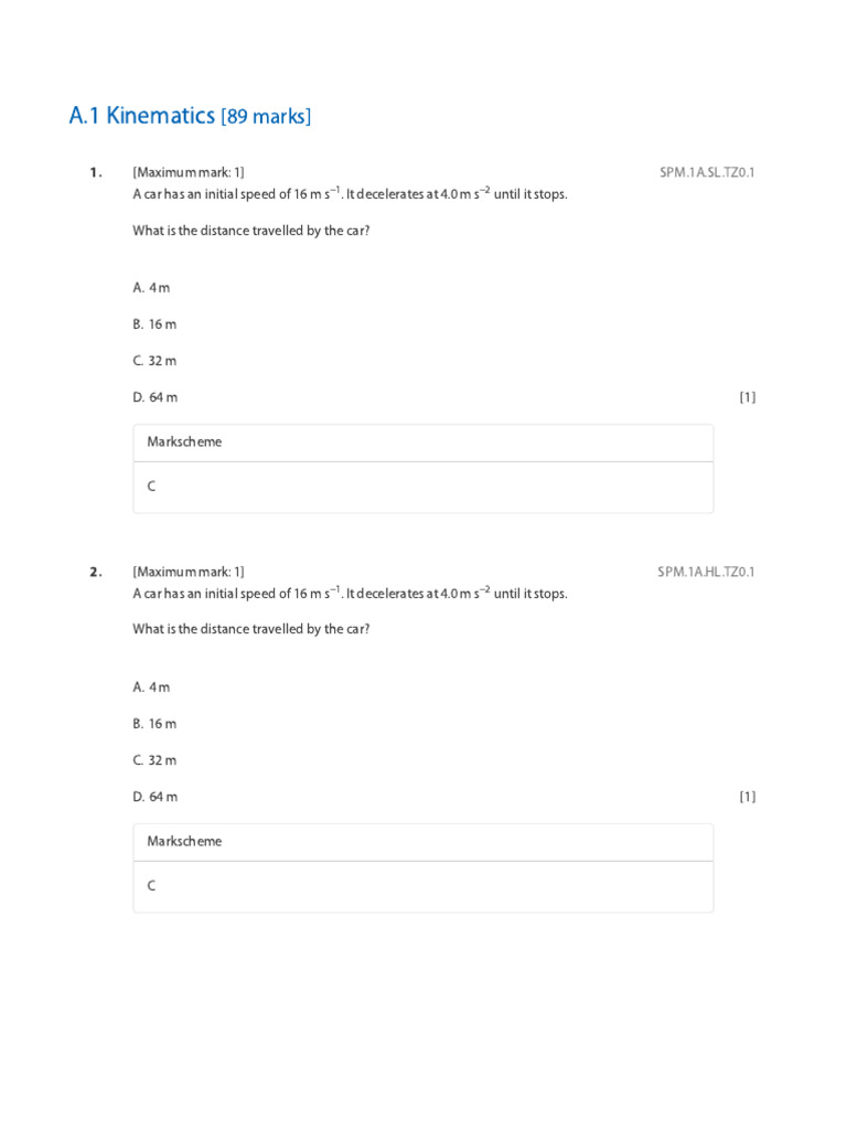 Physics Exam Questions | PDF | Force | Acceleration
