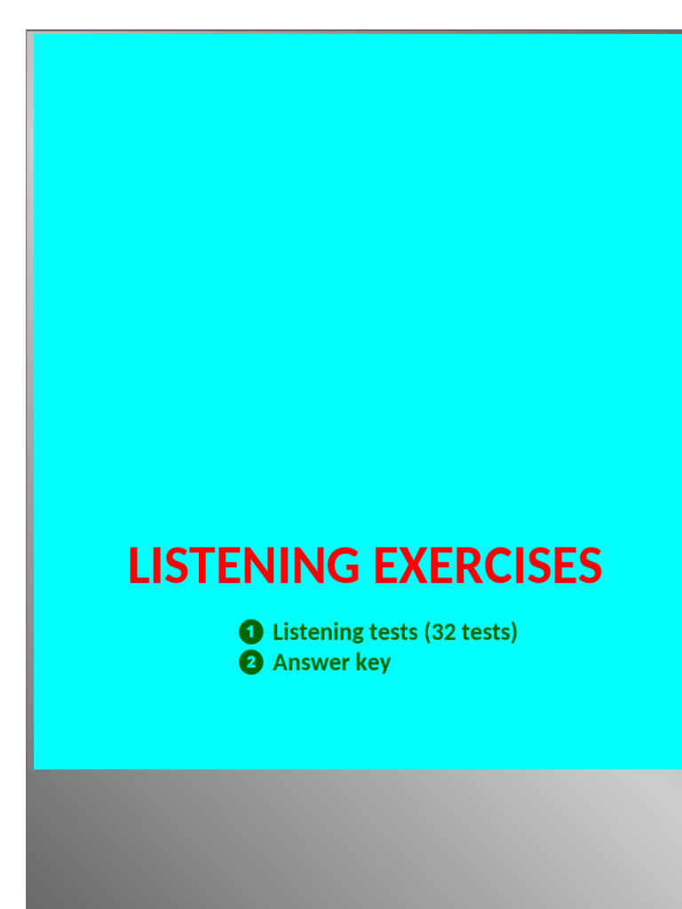 Listening Exercises Answer Key | PDF | Fast Food | Photovoltaics