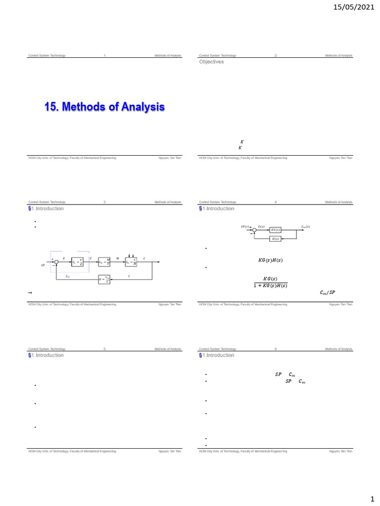Control System Analysis Techniques | PDF | Control Theory | Feedback