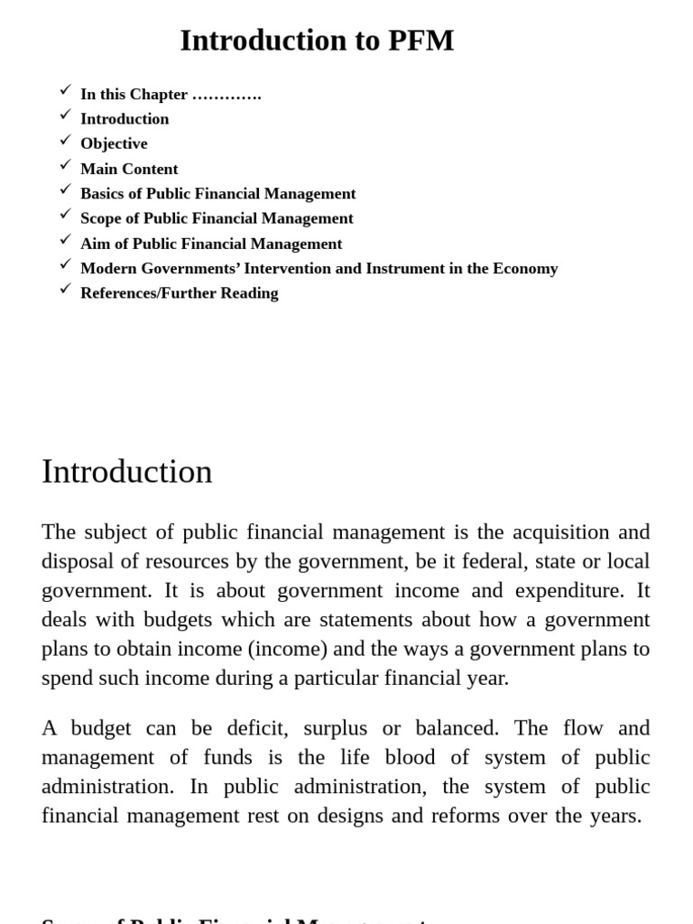 Overview of Public Financial Management | PDF | Government Budget ...