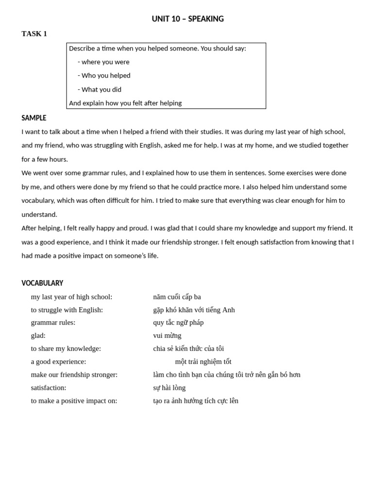 Speaking Task Examples for Students | PDF
