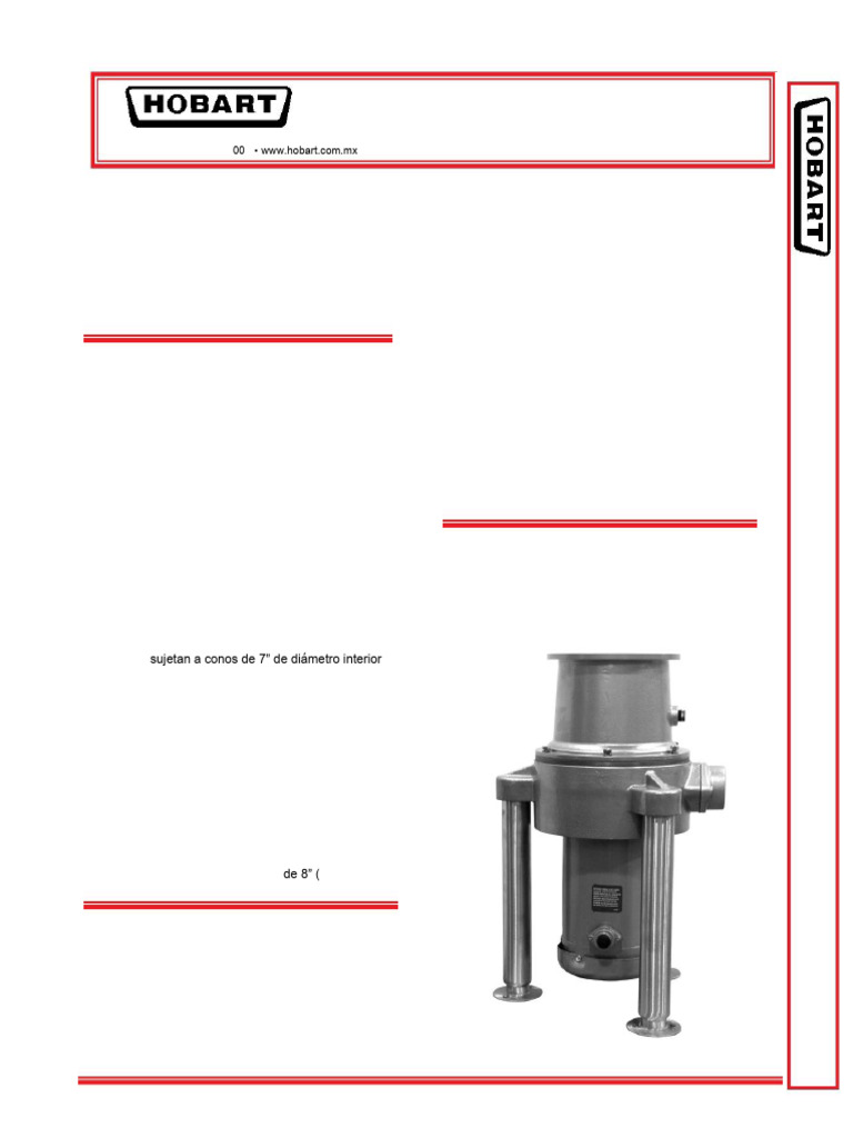 Trituradora de Desperdicios Hobart FD4 | PDF | Ingeniería mecánica