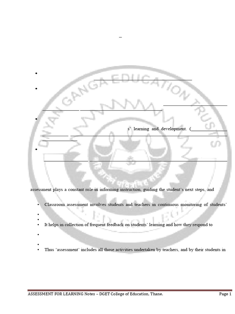 Assessment for Learning Overview | PDF | Educational Assessment | Learning