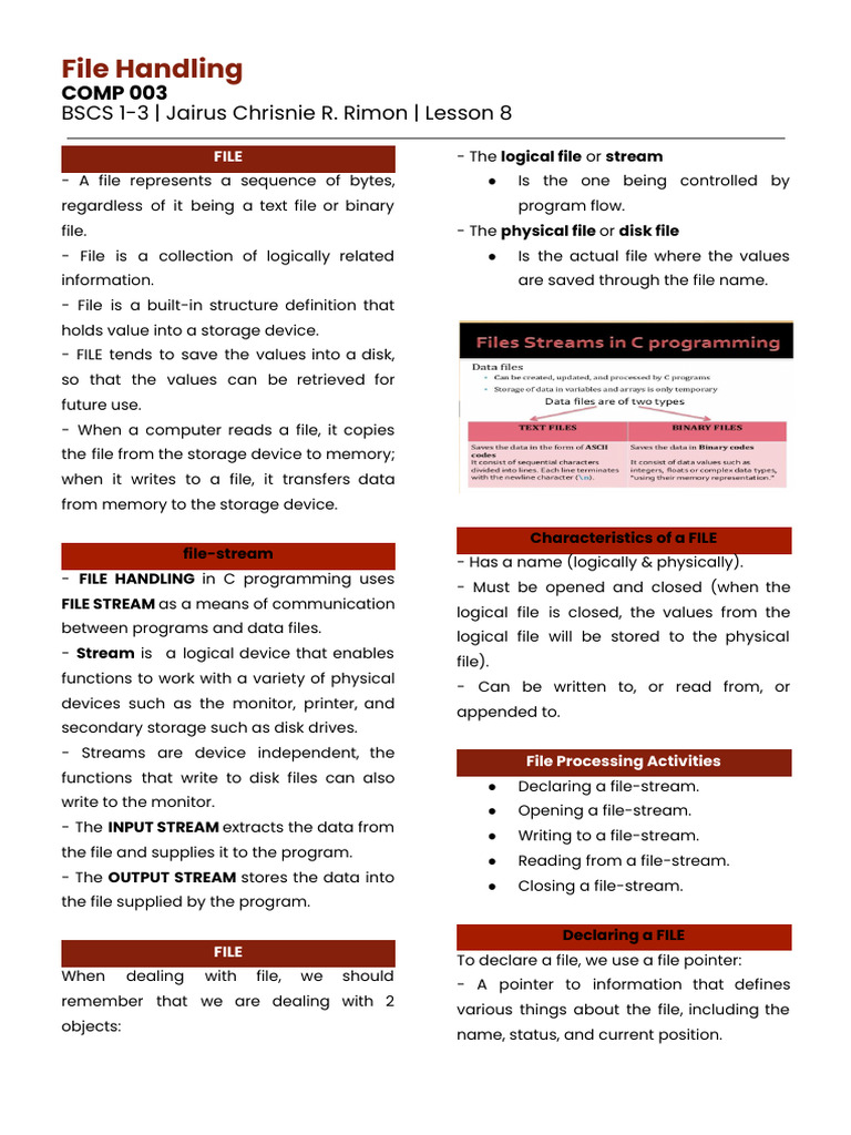 File Handling in C Programming Guide | PDF | Computer File | Pointer ...