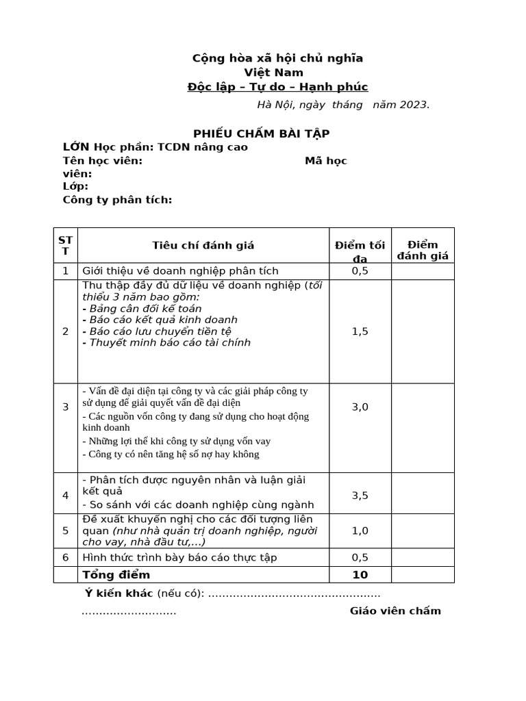 Phieu Cham BT Lon | PDF