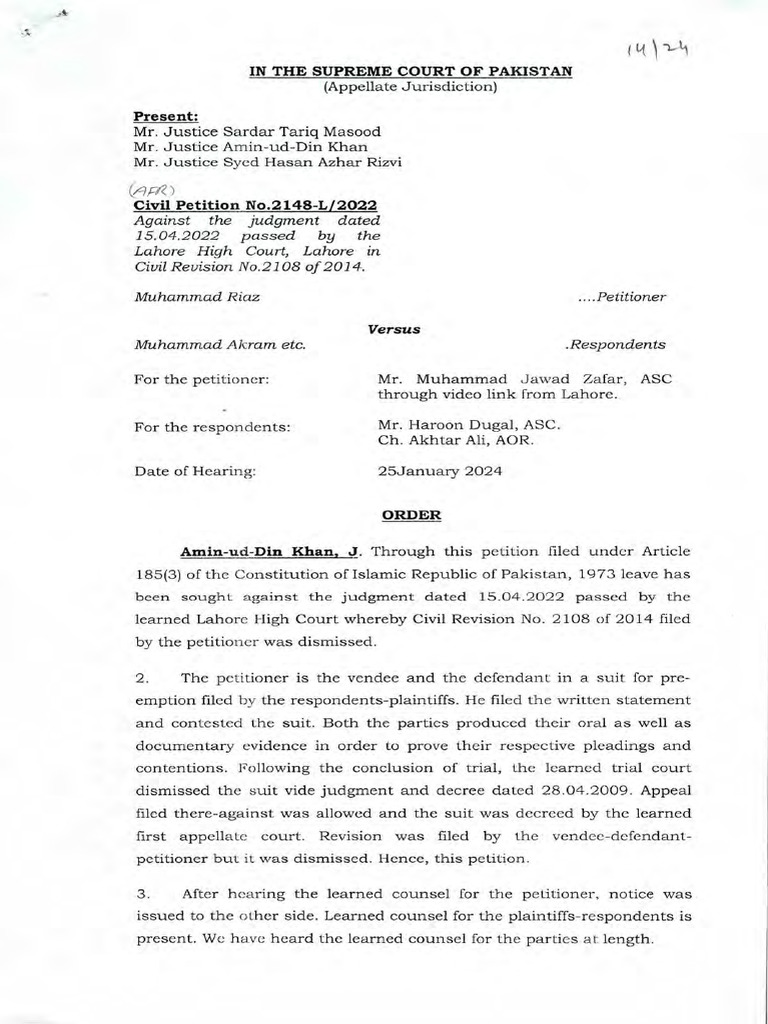 Supreme Court Ruling on Pre-emption Rights | PDF | Lawsuit | Judgment (Law)
