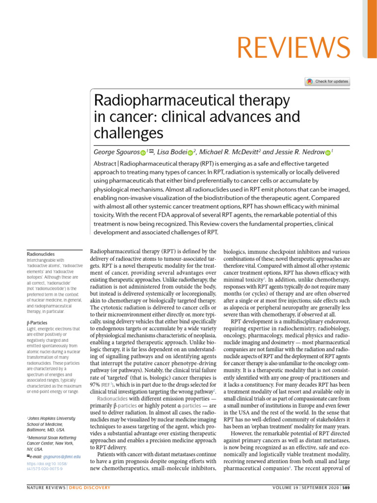 Advances in Radiopharmaceutical Therapy | PDF | Radiation Therapy | Cancer