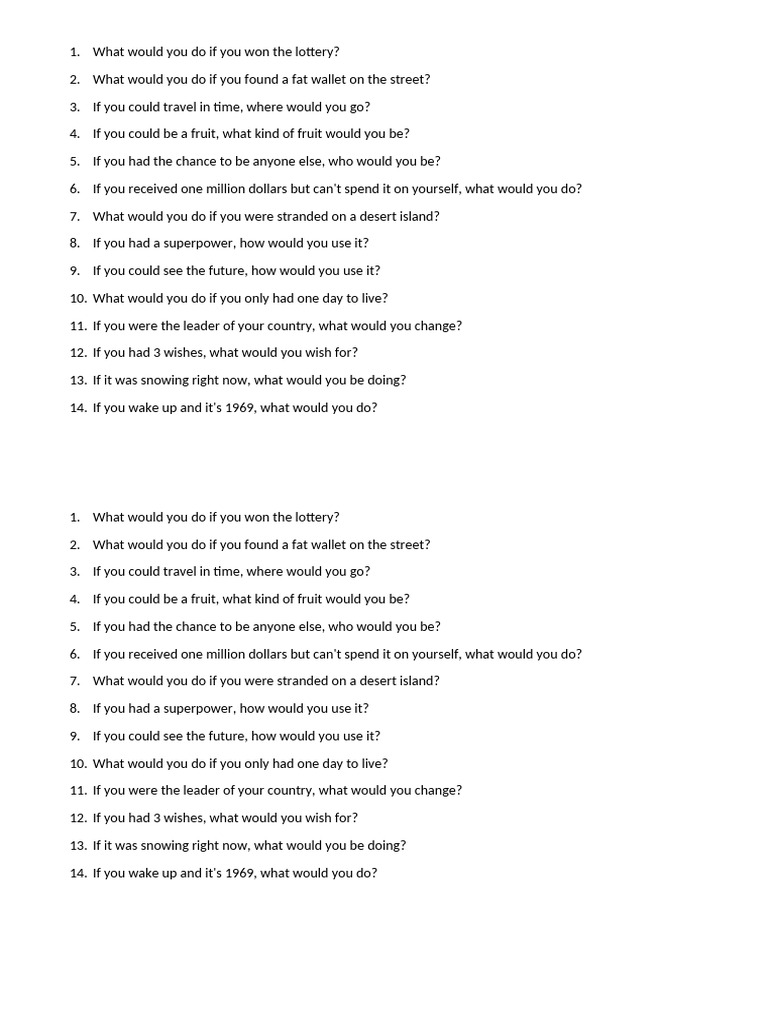 Thought-Provoking Hypothetical Questions | PDF