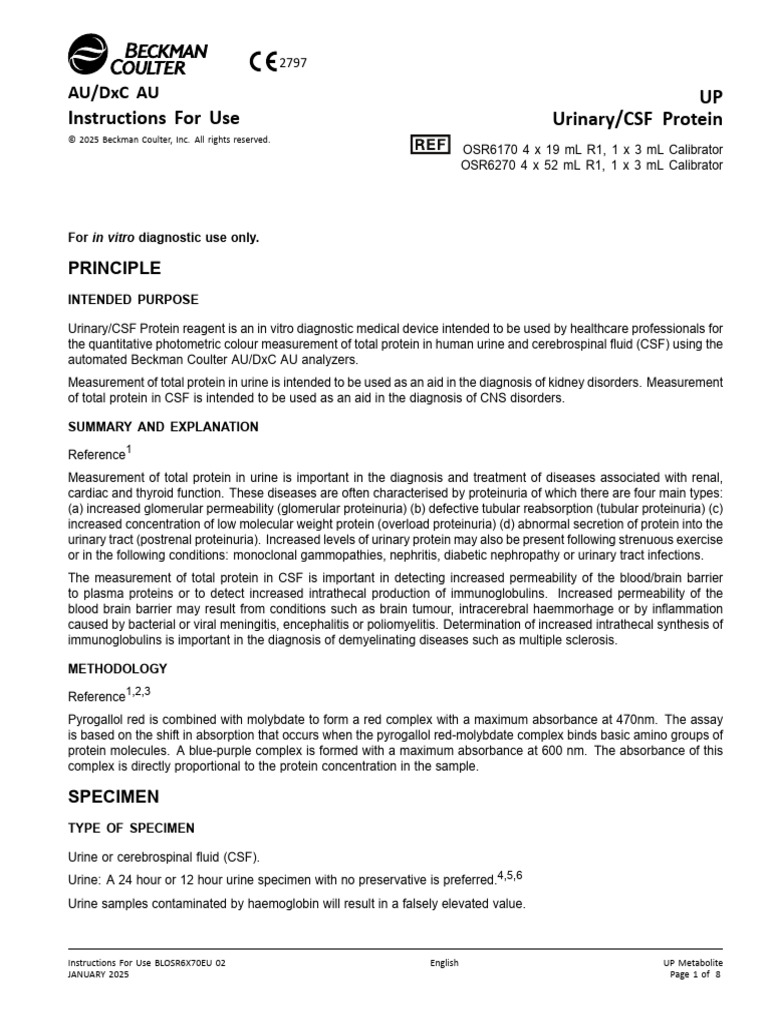 Urinary/CSF Protein Testing Instructions | PDF | Cerebrospinal Fluid ...
