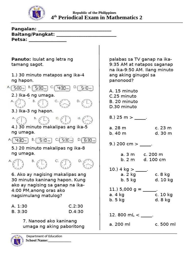 4Q-Periodical MATH | PDF