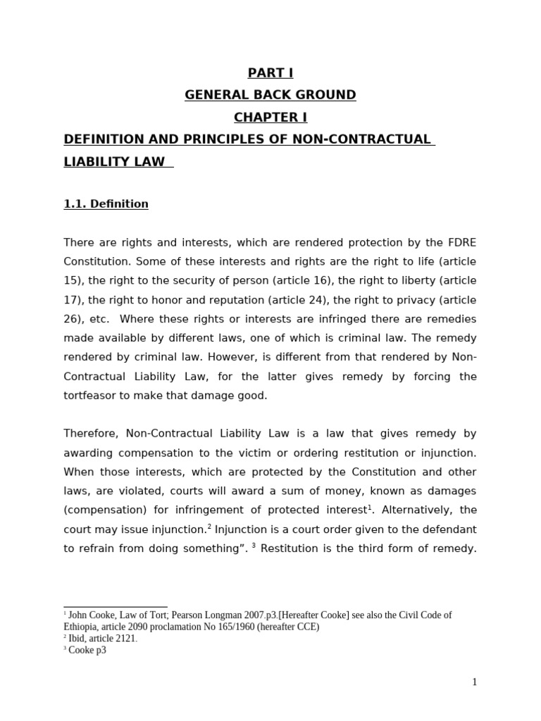 Non-Contractual Liability Law Overview | PDF | Tort | Negligence