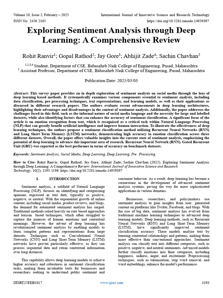 Exploring Sentiment Analysis Through Deep Learning: A Comprehensive ...