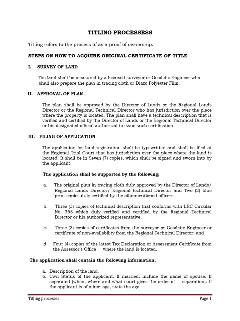 Steps for Acquiring Land Title | PDF | Taxes | Deed