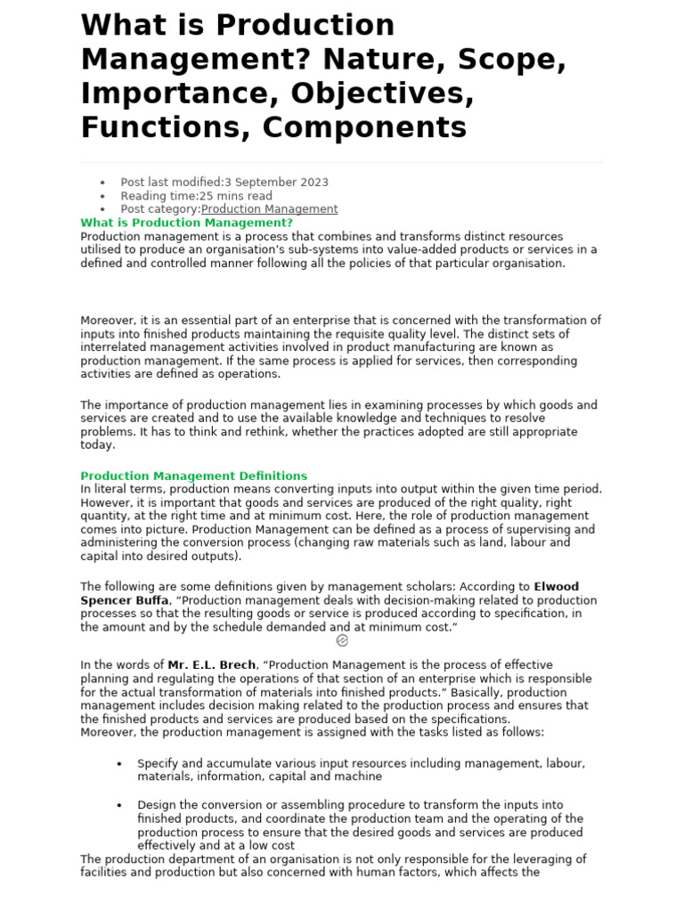 Production Management Topic For mm106 | PDF | Lean Manufacturing ...