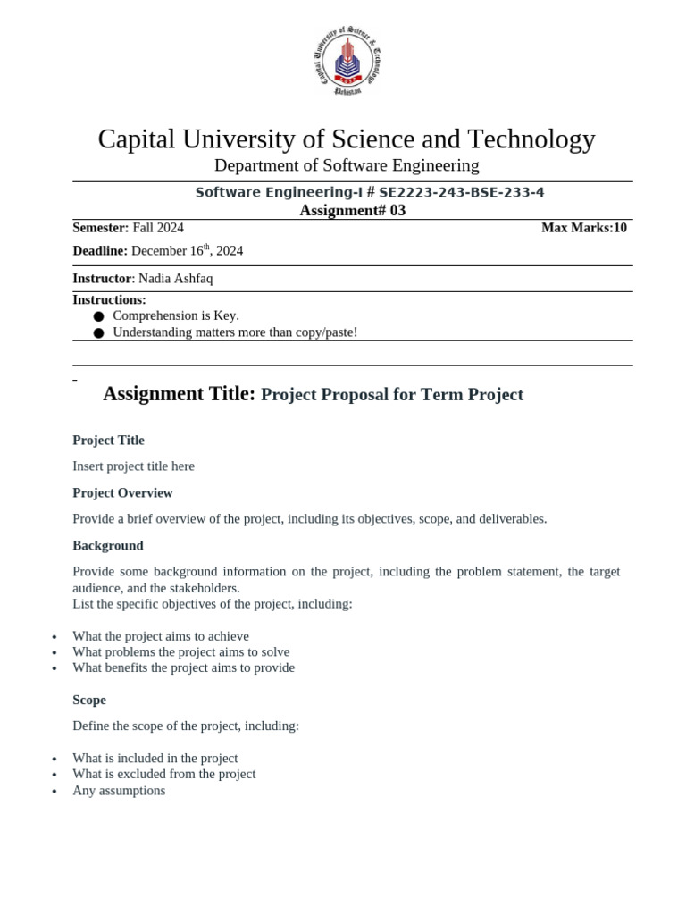 Software Engineering Project Proposal Guide | PDF