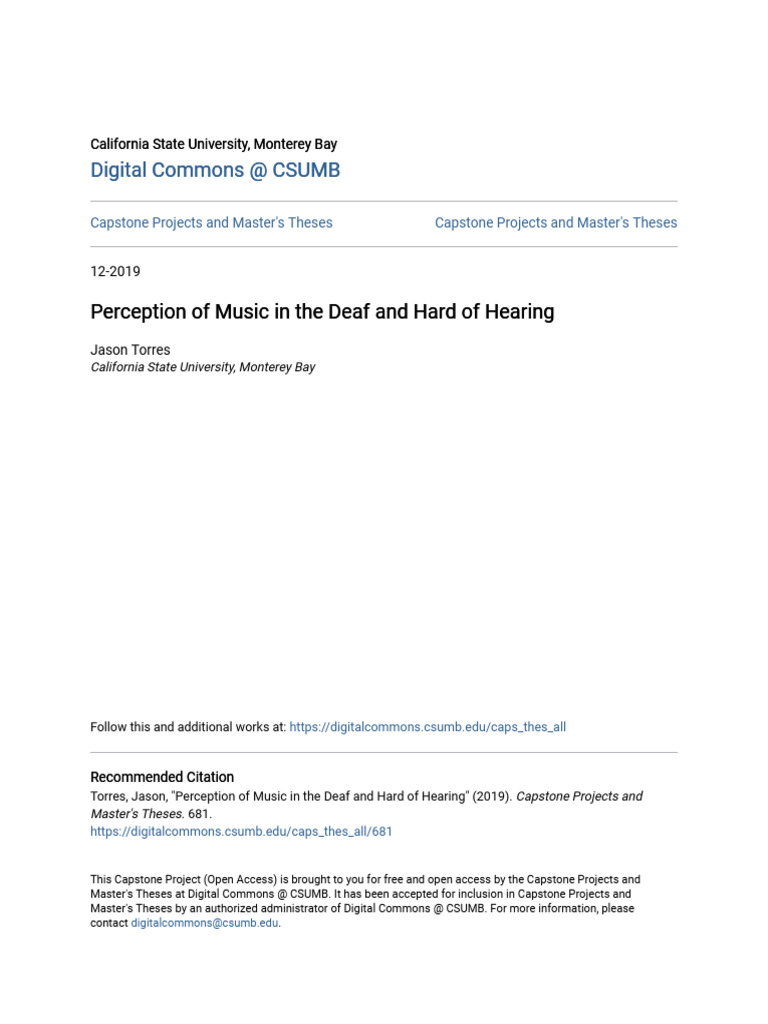 Music Perception in Deaf Individuals | PDF | Hearing Loss | Hearing