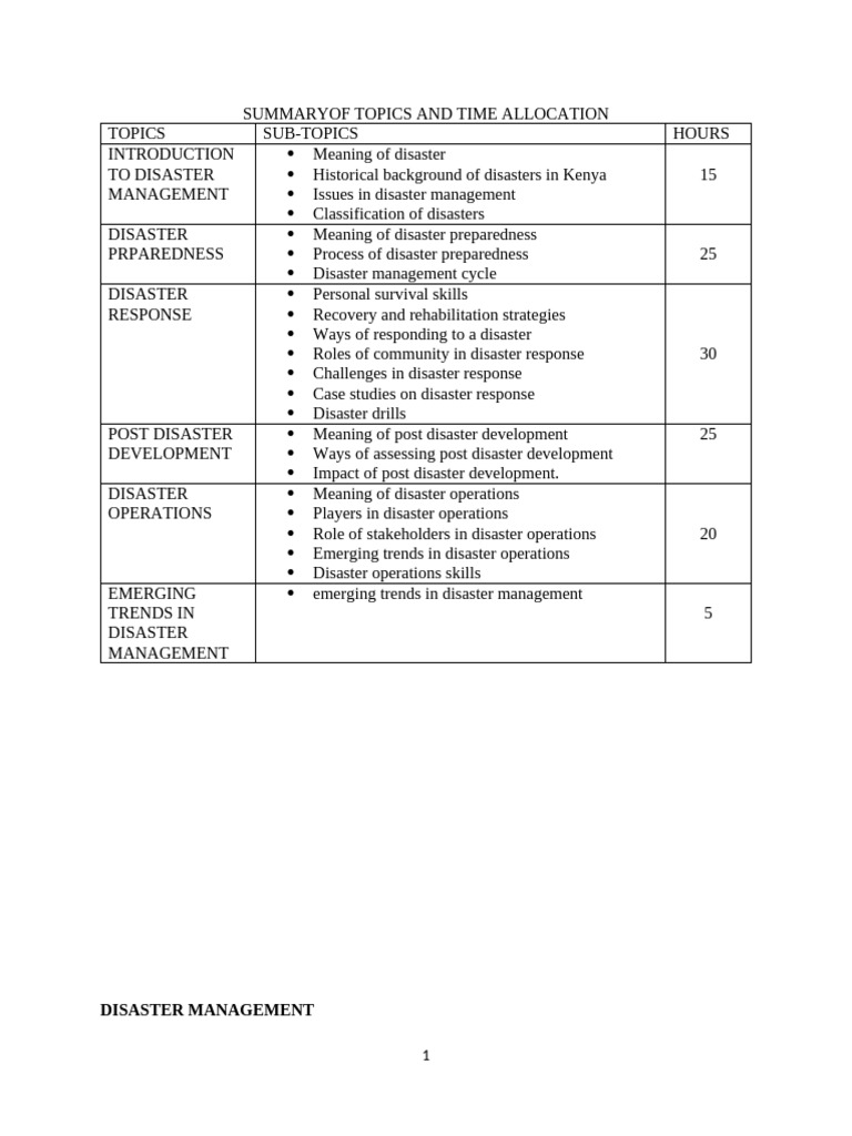 Disaster Management Overview And Notes Pdf Emergency Management