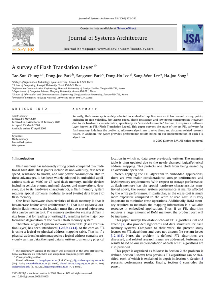 Survey of Flash Translation Layer Algorithms | PDF | Computer Data ...