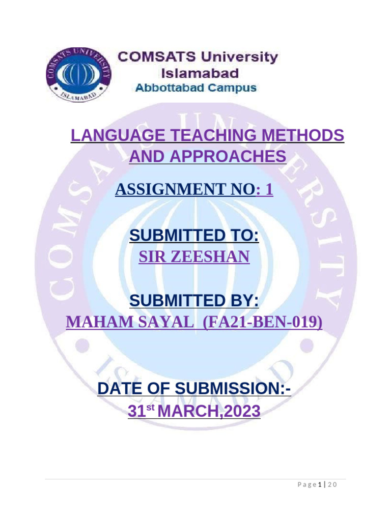 Language Teaching Assignment 1 | PDF | Learning | Teachers