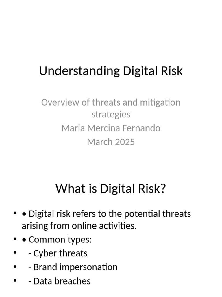 Digital Risk: Threats & Mitigation Strategies | PDF