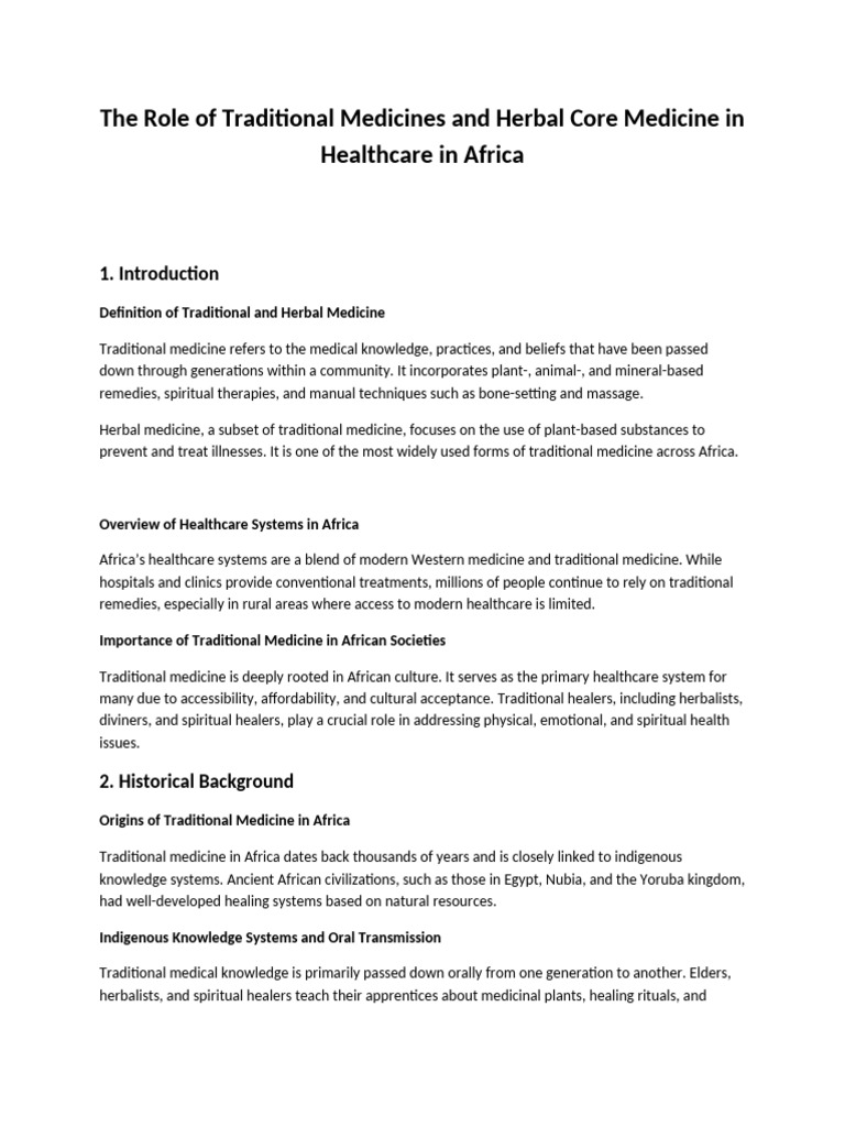 Traditional and Herbal Medicine in Africa | PDF | Traditional Medicine ...