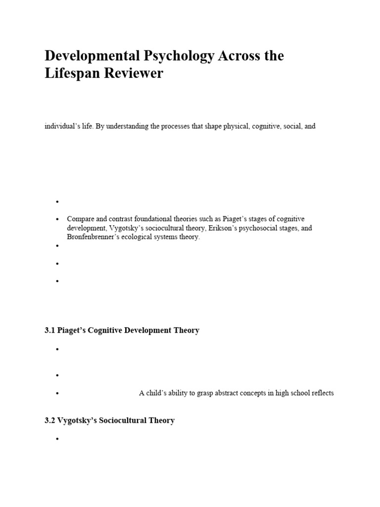 Lifespan Developmental Psychology Review Pdf Developmental