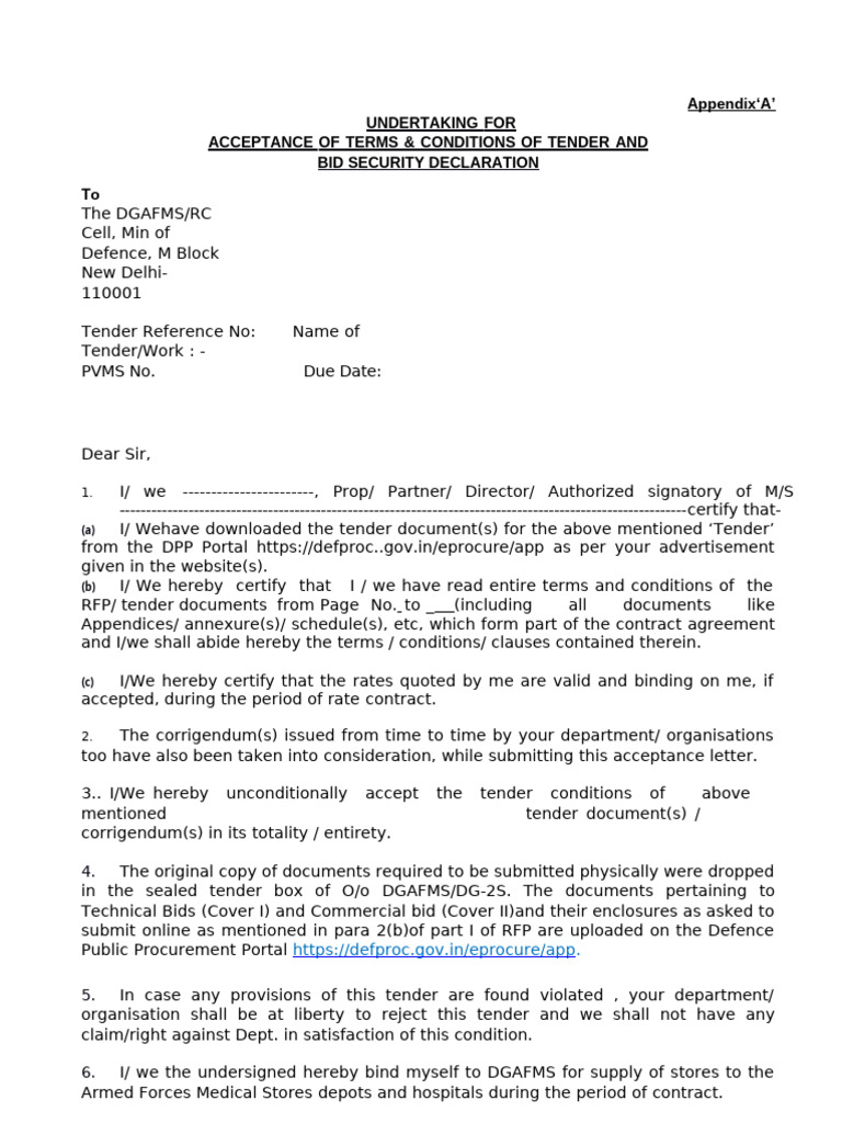 Tender Acceptance and Security Declaration | PDF | Justice | Crime ...
