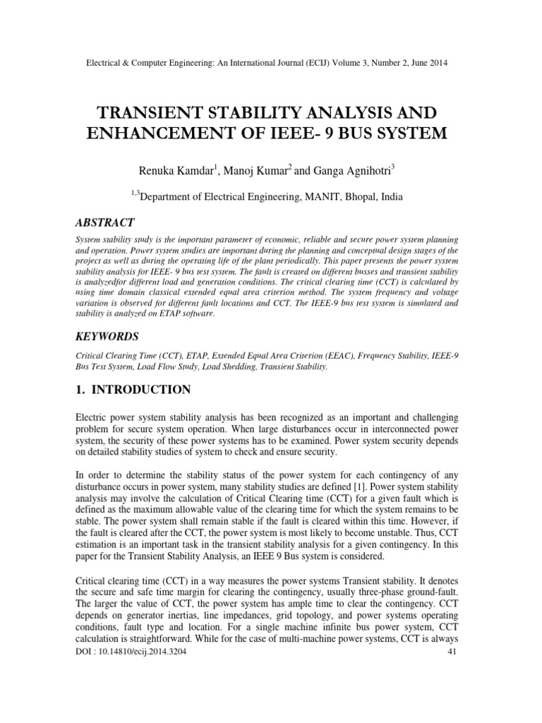 Transient Stability Analysis and Enhance | PDF | Electric Generator ...
