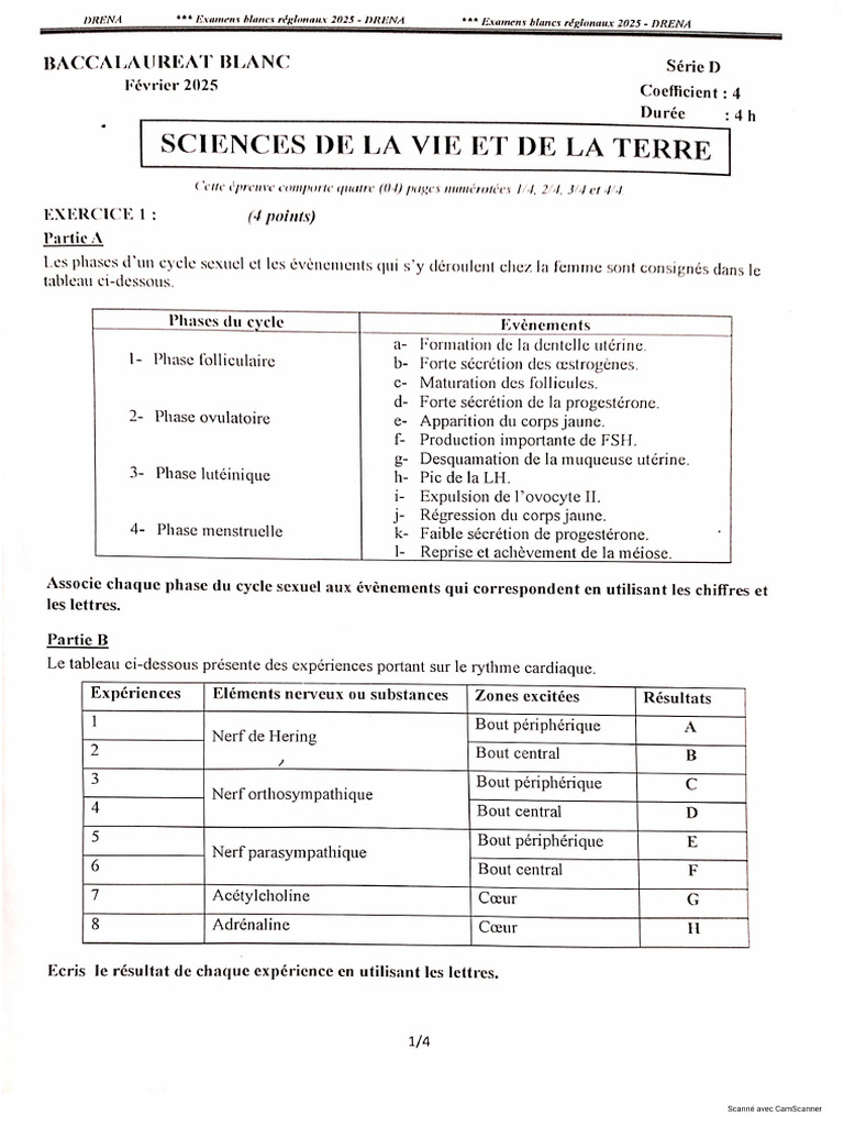 Sujet SVT BAC Blanc Février | PDF