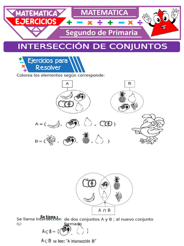 Interseccion de Conjuntos para Segundo Grado de Primaria | PDF