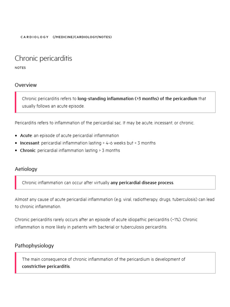 Chronic Pericarditis Overview | PDF | Heart Failure | Heart